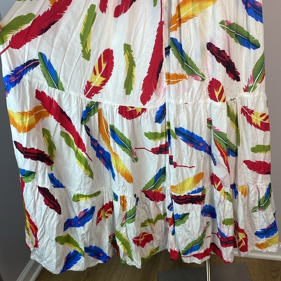 Boho Feather print multi color maxi dress size small - Picture 10 of 13